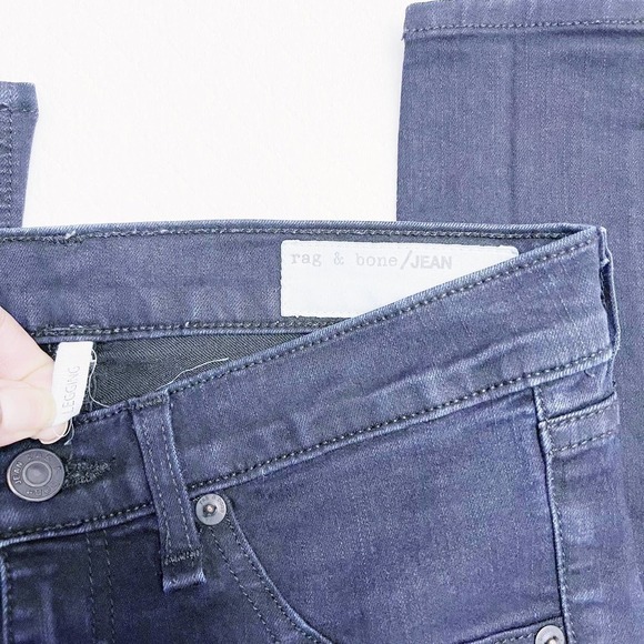 Rag & Bone Legging Skinny Jeans Zippered Midnight SZ25 - Picture 6 of 8